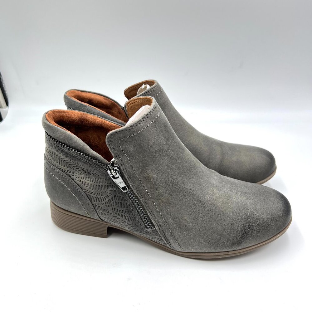 Cobb Hill Womens Size 7 Crosbie Gray - Olive Green Leather Ankle Boots Shoes